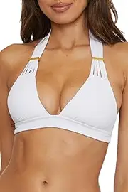 Becca Women's Standard Modern Edge Halter Bikini Top, Adjustable, Tie Back, Swimwear Separates