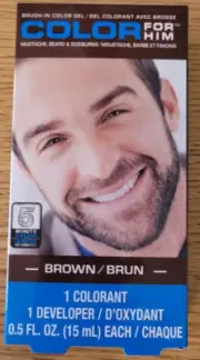 Brown Color For Him Brush-In Color Gel For Mustache Beard And Sideburns