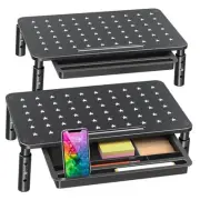 2 Pack Monitor Stand Riser with Drawer - 3 Height Adjustable Metal Monitor