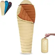 QEZER Camping Sleeping Bag 3℃~ 17℃ Ultralight Only 620g Adults,Teens Or Kids Waterproof Sleeping Bag for Fishing, Backpacking, Hiking, Emergency Sleeping Bag in Hotel or car