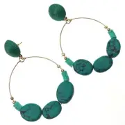 Myra Bag Azure Shell Turquoise Hoop Earrings Dangling Handcrafted Boho Xmas Gift