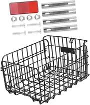 VICASKY Rear Bike Basket Metal Wire Folding Bicycle Basket Detchable Cargo Storage Carrier with Mounting Rack for Universal Bikes