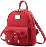 [BAG WIZARD] PU Leather Mini Backpack Purse Cute Bowknot Fashion Small Backpack Purses for Women, White, White, One_Size, Daypack Backpacks