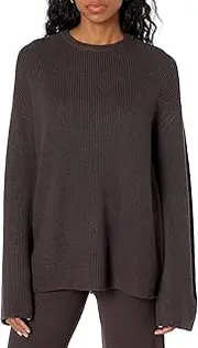 [The Drop] Women's Alice Crewneck Back-Slit Ribbed Pullover Sweater