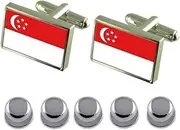 [Select Gifts] Shirt Dress Studs Singapore Flag Cufflinks