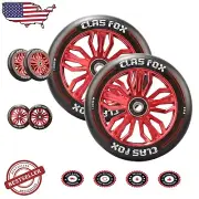 Pro Scooter Wheels 120mm Pair with ABEC-9 Bearings - Black-Red | Set of 2