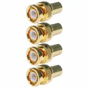 4 Pcs BNC Male to RCA Female Coax Coaxial Adapter Connector Converter CCTV Gold
