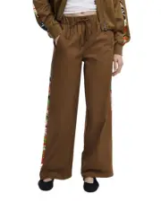 Desigual Printed Side Stripe Trousers Casual Pants Women Brown