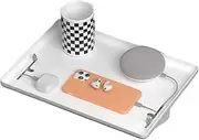 Bed Shelf Tray with Charging Slot, Clip On Nightstand Organizer, Floating Bed Side Table Tray, Essential Bed Table Suitable for Home (White)