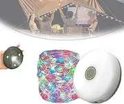 Glowmate 4 in 1 Camp Light, Retractable Camping String Lights, 33 Feet Solar Powered Round Camping Lights with Warm White LED, Modern Outdoor Style, Dimmable, Freestanding
