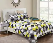 Jensson Super King Size Quilt/Doona/Duvet Cover Set M449 Grey Yellow Black