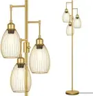 Floor Lamp, 3 X 800LM LED Edison Bulbs Included, Stepless Dimmable Reading Light