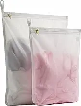 Delicates Laundry Bags Bra Fine Mesh Wash Bag for Underwear Lingerie Bra Pantyhose Socks Use YKK Zipper Have Hanger Loops (White 1 Large & 1 Medium)