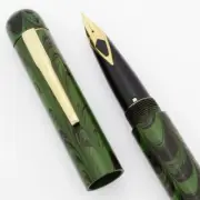 PSP Ranga 4CS Fountain Pen - Sheaffer Gold Plated Steel Nib Green Ripple Ebonite