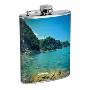 Beach Paradise Em1 Flask 8oz Stainless Steel Hip Drinking Whiskey