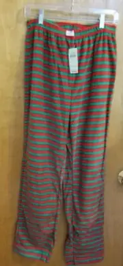 Unisex soft plush leveret m red green striped sleepwear lounge pants