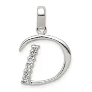 Sterling Silver Cz Letter D Initial Pendant