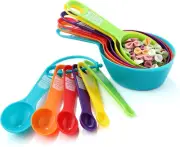12PCS Measuring Cups, Colorful Measuring Cups and Spoons Set, Stackable Measuri