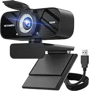 TRAUSI 1080P HD Webcam with Microphone, Noise Cancellation, Privacy Cover, Wide-Angle Lens, Auto Light Correction, Plug & Play USB Webcam for Laptop, Desktop, PC, Mac, Zoom, Skype, Streaming Silver