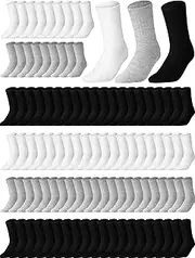 Didaey 120 Pairs Solid Color Sock Bulk Cotton Crew Sock for Men Women Athletic Casual Bundle Sock for Homeless Adult Sock