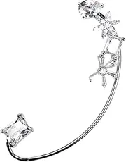 [KONTONTY] Snowflake Ear Hook Earrings Women's Zircon Ear Cuff Fashion and Comfortable Clip-ons