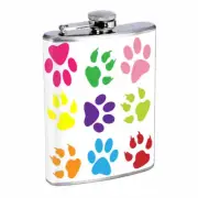 Dog Paw Print Em1 Flask 8oz Stainless Steel Hip Drinking Whiskey