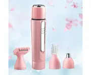 4 in 1 Women Electric Epilator Rechargeable Eyebrow Nasal Hair Removal Shaver-Pink
