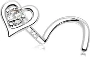 [Melighting] MeIighting Sterling Silver 925 Nose Stud 20G Nose Ring S-Shaped Nostril Piercing Clear CZ 7mm Nose Piercing Jewelry Body Jewelry for Women