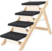 Generic Wooden Pet Stair Dog Ramp Portable Stable,Folding,Dog Stair 2 in 1 for High Beds Cars Couch for Small Medium Large Dogs, 4 Steps