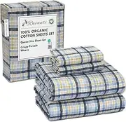 RUVANTI 100% Organic Cotton Sheets Queen Size, Percale Weave, GOTS Certified, 4-Piece Set, Deep Pocket 15", Crisp & Breathable, Soft Durable Bedding, Sábanas Algodón Orgánico – Pastel Print