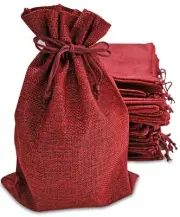 50 Small Burlap Bags with Drawstring, 4x6 Inch (Red)