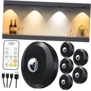 Puck Lights with Remote Control, Rechargeable Warm White - Cool White Black
