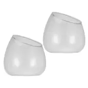 2pcs Clear Glass Terrarium Bowl Vase Transparent Micro Landscape Container For
