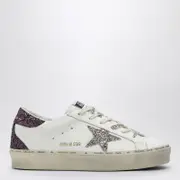 [Golden Goose] White Hi Star sneaker with purple/silver glitter 37 IT White