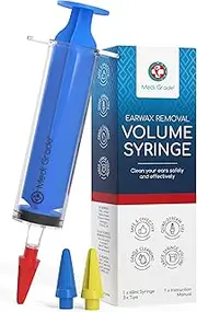 Ear Syringe Ear Wax Removal Tool with 3x Quad-stream Tips, 2.03 fl oz - High Volume Ear Cleaner Earwax Removal Kit for Removing Blocked Ear Wax - Ear Wax Removal Syringe Ear Cleaning Kit