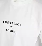 Ripple Urban Outfitters Men's T Shirt Knowledge is Power Embroidered Large White