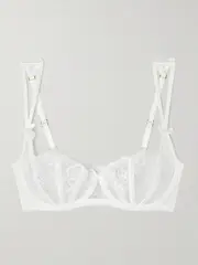 [Agent Provocateur] Agent Provocateur - Rosia Embroidered Lace, Tulle And Satin Underwired Balconette Bra - White - 36DD 36 DD White