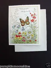 #D867- Unused Crestwick Get Well Greeting Card Lovely Butterfly Made in Germany