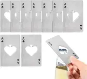 10 Piece Poker Card Bottle Openers Groomsmen Ace of Spades Stainless Steel