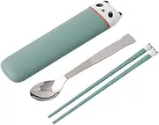 Alipis Adorable Panda Shape Children's Tableware Set 3pc Stainless Steel Chopsticks Spoon