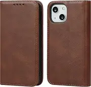 for iPhone 13 14 Case Leather Wallet with Credit Card Holder Cash Slot SunYoo Flip Cover Drop Protection Shockproof Stand Magnetic Folio Women Men Her Purse for iPhone14 iPhone13 Dark Brown