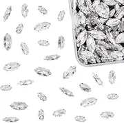 OLYCRAFT 100pcs Sew On Rhinestones Horse Eye Sewing Crystal Glass with Platinum Plated Prongs Cup Mixed Size Flatback Claw Rhinestones for Jewelry, Costume, Dress and Shoes