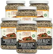 Pride Of India - PACK of 6 - Indian Whole Black Eyed Peas - Protein & Fiber Rich Lobiya, 3 Pound Jar
