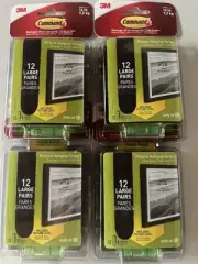 3M Command Strips 12 Large Picture Hanging Strips Black Includes Level 4 Pack 48