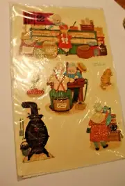 VINTAGE MEYERCORD DECALS 1535-A USA Granny Corner Store Farmhouse MCM 70's