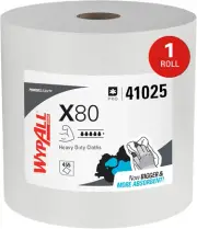 Powerclean X80 Cloths Heavy Duty Wipes (41025), Jumbo, Extended Use Towels, Whit