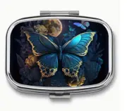 Metal Butterfly Pill Box Medicine Vitamins Cannabis Pot Stash case holder