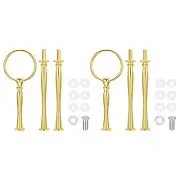 2 Set Cake Tray Stand Handle Plate Hardware Fitting, 3-Tiers Arc Gold