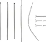 [BodyAce] 14G 16G 18G 20G Piercing Taper, Stainless Steel Threadless Insertion Pin Screw On Assistant Tool, Curved Body Piercing Stretching Kit for Ear/Nose/Navel/Lip/Eyebrow