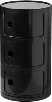 Round Nightstand with 3 Drawers Modern Side End Table Storage Cabinet Black